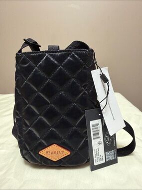 MZ Wallace Black Phone Holder Quilted Mini Crossbody bag ($95)